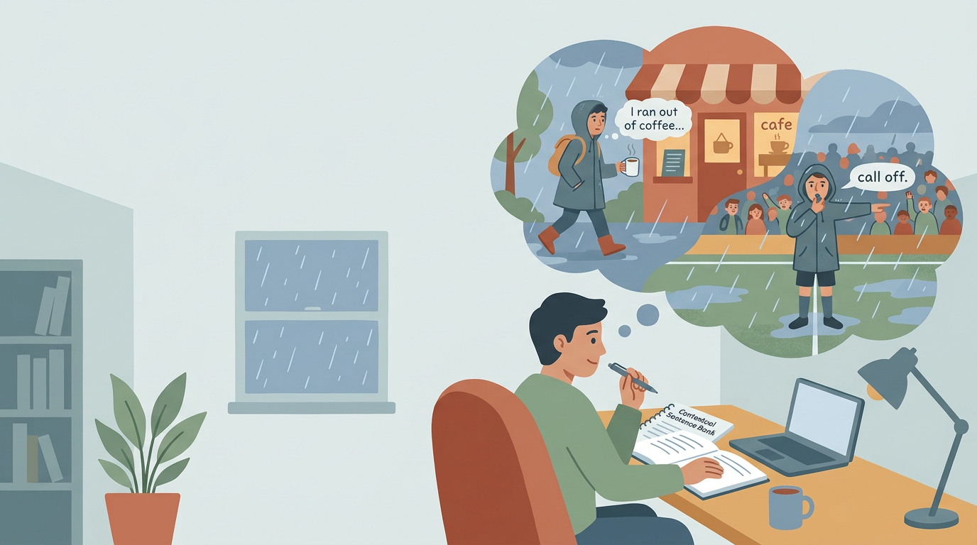 Building a Contextual Sentence Bank — picture for “How to Learn English Phrasal Verbs from Context (Without Memorising Lists)”