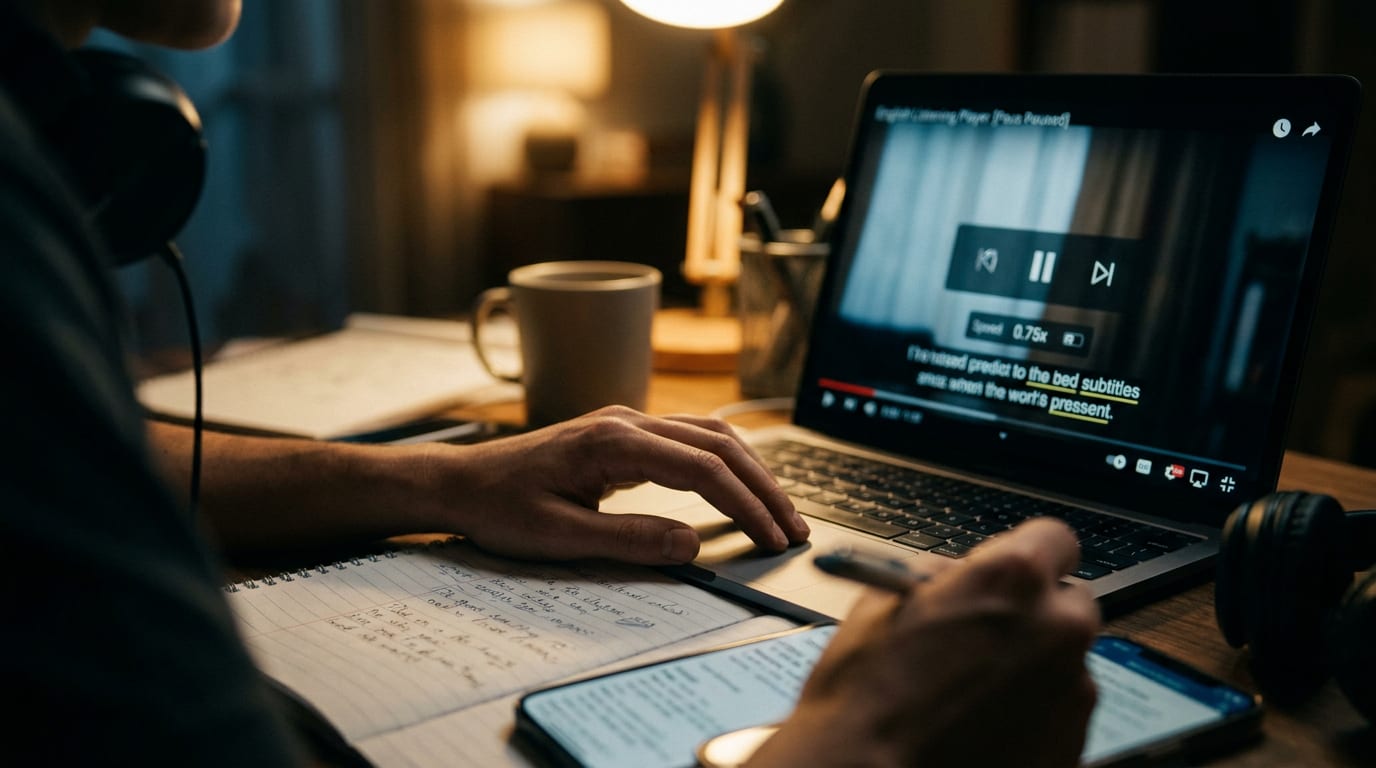 📺 Combining visuals and audio cues — picture for “How to use YouTube playback speed to improve listening comprehension”